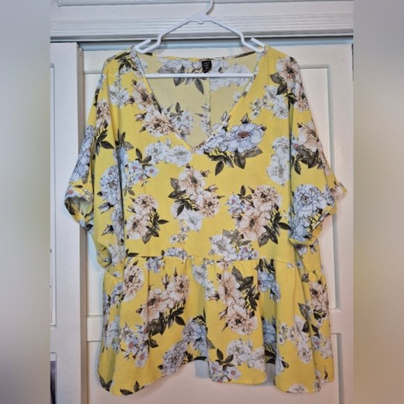 SHEIN Tops - Peplum Blouse, Shein, 3XL, Yellow